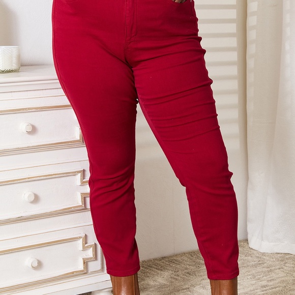 Judy Blue Red High Waist Tummy Control Skinny Jeans - Picture 6 of 6